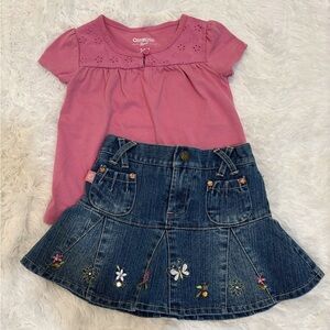 Shirt & Denim Skort Outfit Bundle 2T Vintage Denim Y2K